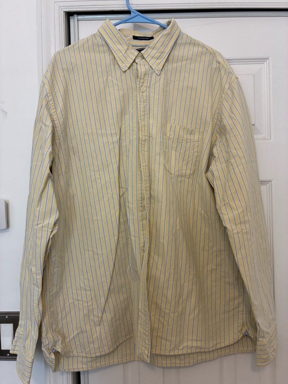 Men’s Land’s End - Classic Cotton Men's Yellow Stripe Button-Down Shirt
